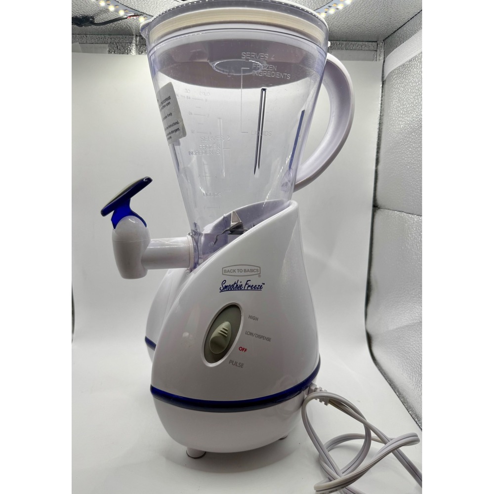 Back to Basics Smoothie Freeze Blender 48oz White Attached Dispenser Tap 3-Speed